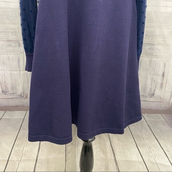 Eliza J XXL 2XL Blue Mock Neck Long Sheer Sleeve Knit Fit & Flare Sweater Dress - Picture 5 of 14